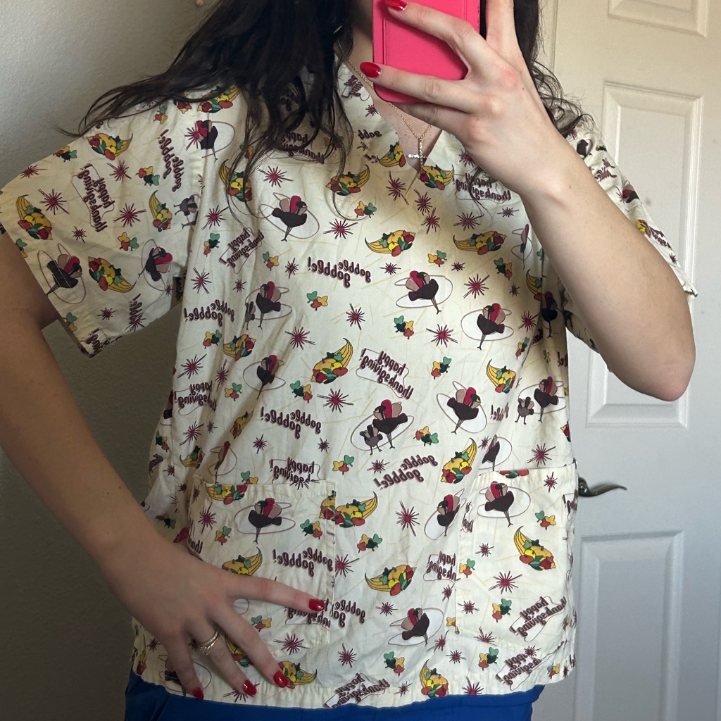 Thanksgiving Scrub Top  Holiday Scrub
